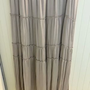 Roz & Ali Tan Cream Tiered Maxi Skirt Casual